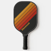Vintage Midnight Sunset Gestreepte met Naam Pickleball Paddle (Achterkant)