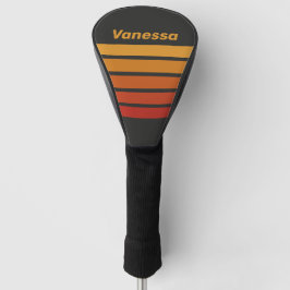 Vintage Midnight Sunset over Strepen met Naam Golfheadcover