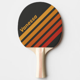 Vintage Midnight Sunset Schuin Strepenpatroon met Tafeltennisbatje