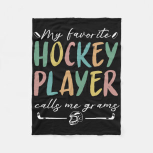 Vintage Mijn favoriete hockeyspeler noemt me oma Fleece Deken