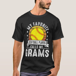 Vintage Mijn favoriete softbalspeler noemt me Oma T-shirt