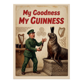 Vintage "Mijn Goedheid Mijn Guinness" Zeeleeuw Pre Perfect Poster