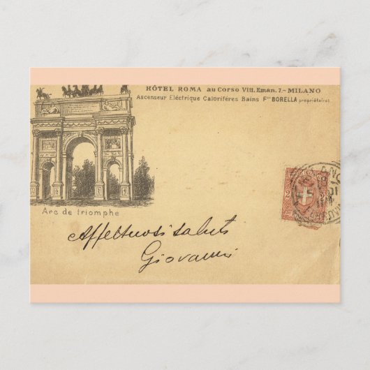 Vintage Milaan, Hotel Roma 1901 Briefkaart (Voorkant)