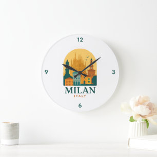 Vintage Milaan Italië Reizen Retro Duomo Grote Klok