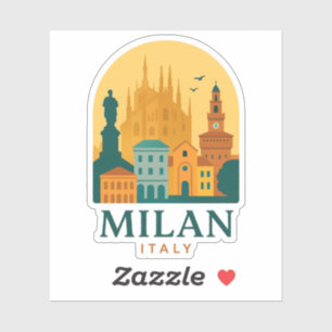Vintage Milaan Italië Reizen   Retro Duomo Sticker