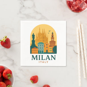 Vintage Milaan Italië servetten – Retro Duomo Reis