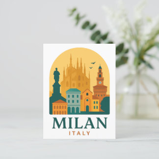 Vintage Milan Italy Travel | Retro Duomo Briefkaart