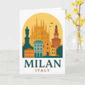 Vintage Milan Italy Travel | Retro Duomo Kaart (Gele Bloem)