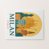 Vintage Milan Italy Travel | Retro Duomo Legpuzzel (Horizontaal)