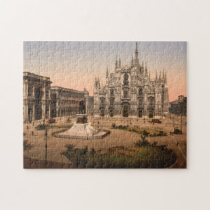 Vintage Milanese kathedraal en Piazza, Italië Legpuzzel