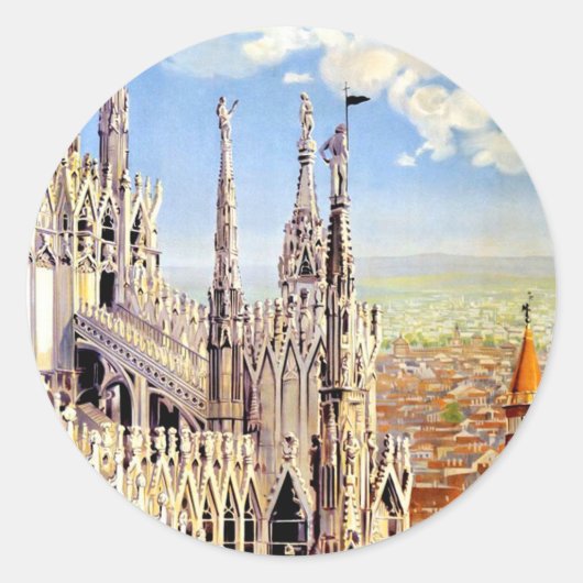 Vintage Milano Travel Ronde Sticker (Voorkant)