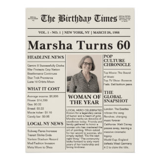 Vintage Milestone Birthday Newspaper - Custom Year Perfect Poster