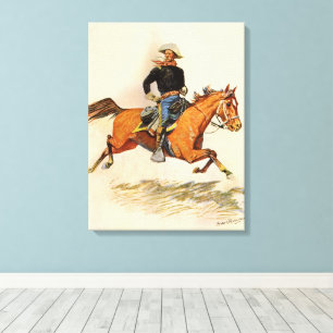 Vintage Militair, Een Cavalerie Officier door Remi Canvas Afdruk