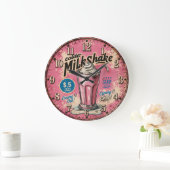 Vintage Milkshake Retro Diner Kitchen Grote Klok (Huis)