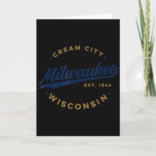 Vintage Milwaukee Wisconsin Cream City Blue Text Kaart (Voorkant)