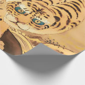 Vintage Minhwa Tijger bij een Stroom Cadeaupapier (Hoek)