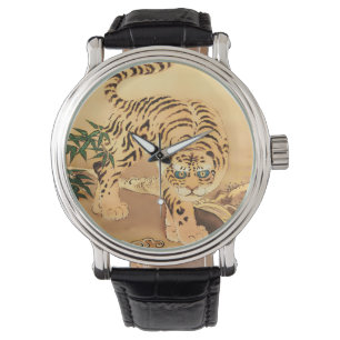 Vintage Minhwa Tijger bij een Stroom Horloge