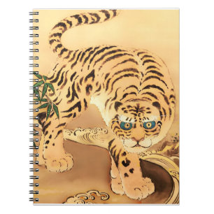 Vintage Minhwa Tijger bij een Stroom Notitieboek