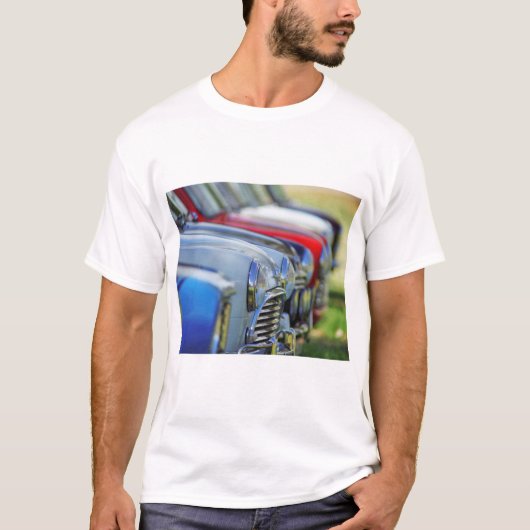 Vintage mini cooper auto ' s met T - shirt (Voorkant)