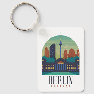 Vintage Minimaal Berlijn Duitsland Silhouet Reis Sleutelhanger
