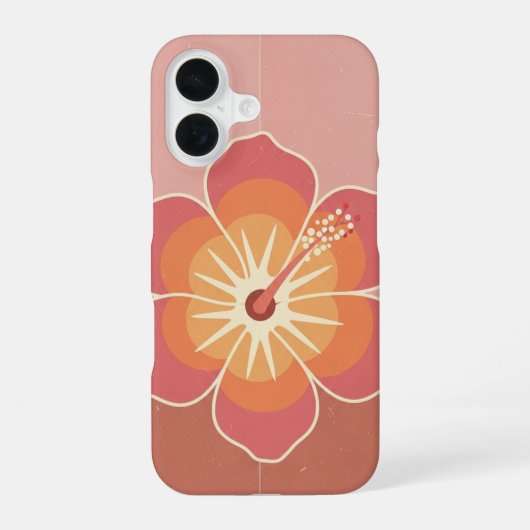 Vintage Minimaal Hibiscus iPhone 16 Hoesje (Achterkant)