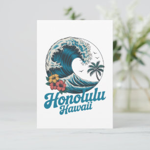 Vintage Minimal Honolulu Hawaï Aloha Reis Kaart
