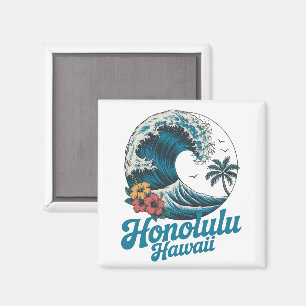 Vintage Minimal Honolulu Hawaii Aloha Reizen Magneet