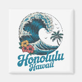 Vintage Minimal Honolulu Hawaii Aloha Reizen  Magneet (Voorkant)