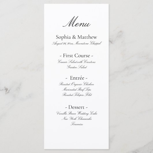 Vintage Minimalist Elegant Script Wedding Menu (Voorkant)