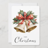 Vintage Minimalist Merry Christmas Bells Feestdagenkaart (Voorkant)