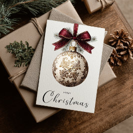 Vintage Minimalist Merry Christmas Ornament Feestdagenkaart