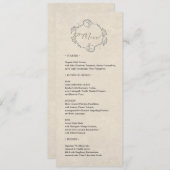 Vintage Minimalist Wedding Dinner Menu (Voorkant / Achterkant)