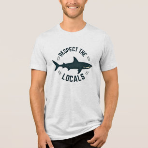 Vintage Minimalistische Haai – Respecteer de Lokal Tri-Blend Shirt