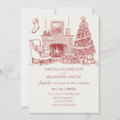 Vintage minimalistische kerst decoratie bruiloft save the date (Voorkant)
