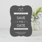 Vintage Minimalistische Zwarte Save The Date (Staand voorkant)