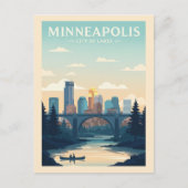 Vintage Minneapolis Briefkaart (Voorkant)