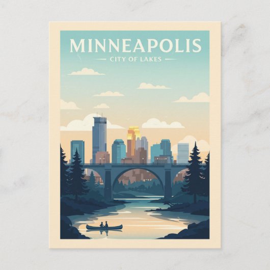 Vintage Minneapolis Briefkaart (Voorkant)