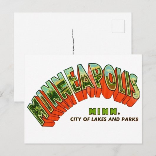Vintage  Minneapolis Postcard Briefkaart (Voorkant / Achterkant)