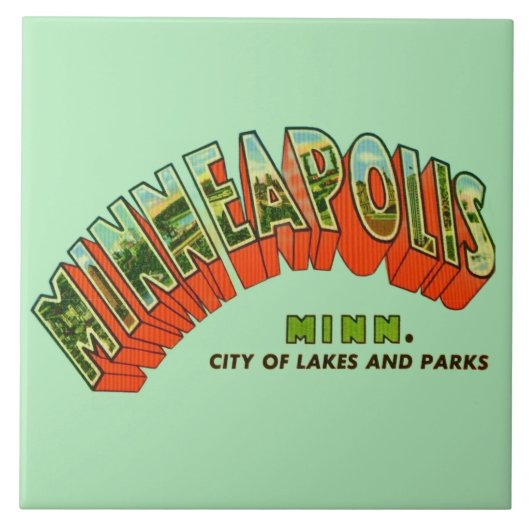Vintage Minneapolis Postcard Tile Tegeltje (Voorkant)
