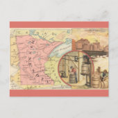 Vintage Minnesota Map Briefkaart (Voorkant)