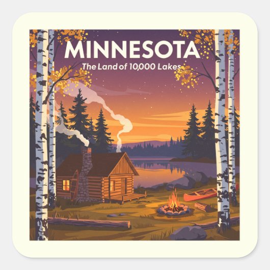 Vintage Minnesota Vierkante Sticker (Voorkant)
