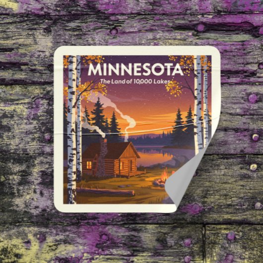 Vintage Minnesota Vierkante Sticker