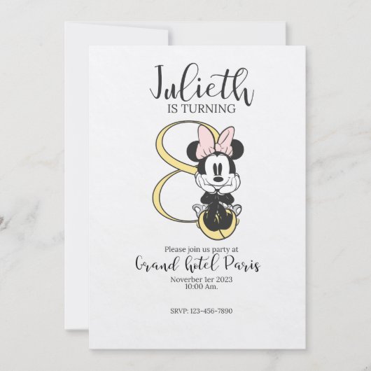 Vintage Minnie Mouse invitation fancy Kaart (Voorkant)