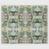 Vintage Mint French Pink Rose Paris Party Cadeaupapier (Vlak)