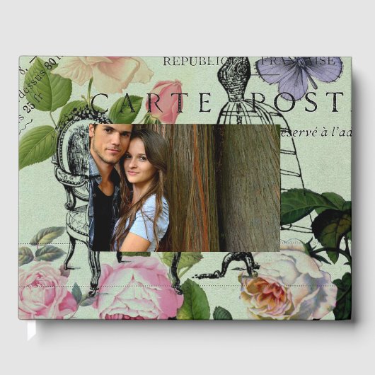 Vintage Mint French Pink Rose Paris Party Gastenboek (Voorkant)