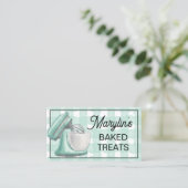Vintage Mint Mixer | Gingham Check Bakery Visitekaartje (Staand voorkant)