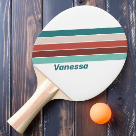 Vintage Mint Regenboog Gestreept met Naam Tafeltennisbatje