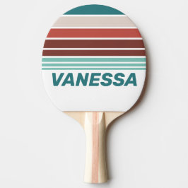 Vintage Mint Regenboog Horizon Strepen met Naam Tafeltennisbatje