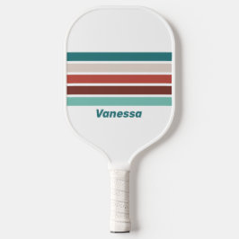 Vintage Mint Regenboog Overdwars Gestreepd met Naa Pickleball Paddle
