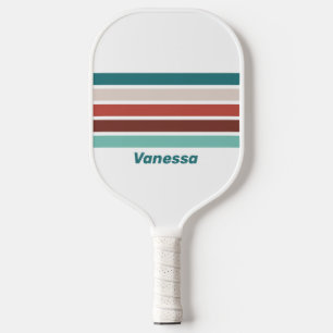 Vintage Mint Regenboog Overdwars Gestreepd met Naa Pickleball Paddle